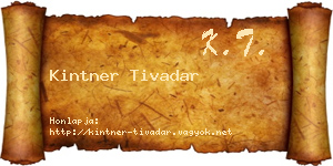 Kintner Tivadar névjegykártya